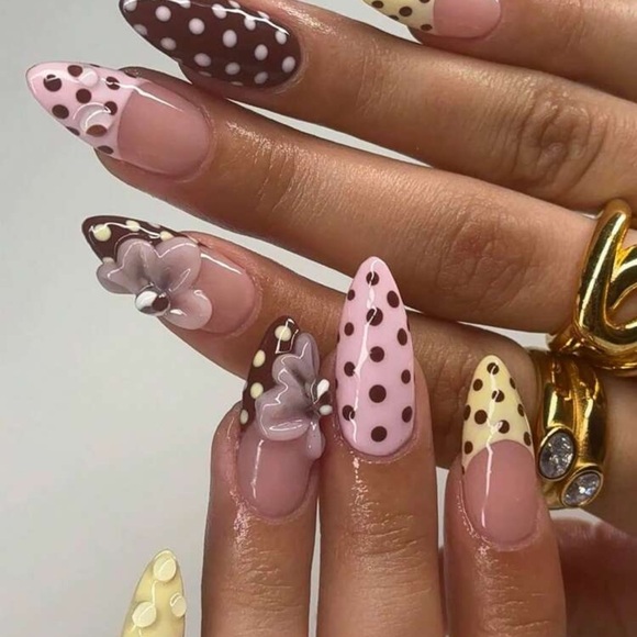Rebellious Rose Other - 24 Pcs Of Medium-Length Almond-Shaped Nails Press On Gift Box, New Autumn Style